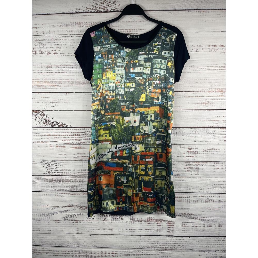 Energia Natural T-Shirt Dress Women's Small Multicolor Rio De Janeiro City Print
